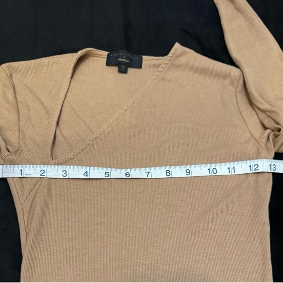 Michael Costello x REVOLVE Asym Ribbed Mini Dress Nude XXS - Picture 4 of 9